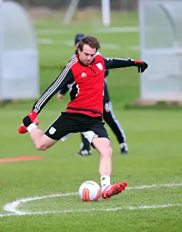 Training 12-1-12 Prints: Brett Pitman in Training: Focused Moment at Bristol City Football Club