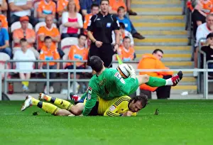 Blackpool V Bristol City Prints: Brett Pitman vs. Matthew Gilks: A Riveting League Cup Showdown - Blackpool vs