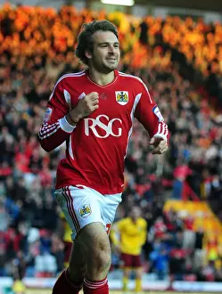 Bristol City V Burnley Prints: Brett Pitman's Championship Goal Celebration: Bristol City vs
