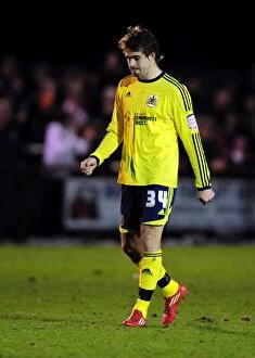 Images Dated 7th January 2012: Brett Pitman's Disappointment: Crawley Town Knocks Out Bristol City from FA Cup