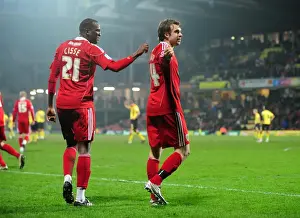 Brett Pitman's Dramatic Winner: A Celebratory Moment for Bristol City at Vicarage Road, 2011 Championship