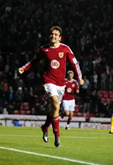 Bristol City V Derby County Prints: Brett Pitman's Euphoric Goal Celebration: Championship Match - Bristol City vs