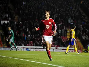 Bristol City V Derby County Prints: Brett Pitman's Euphoric Goal Celebration: Championship Match - Bristol City vs