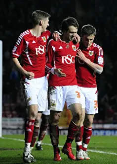 Bristol City V Leicester City Prints: Brett Pitman's Euphoric Goal Celebration: A Thrilling Moment for Bristol City at Ashton Gate Stadium (vs)
