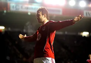 Bristol City V Derby County Prints: Brett Pitman's Euphoric Goal: Championship Showdown - Bristol City vs