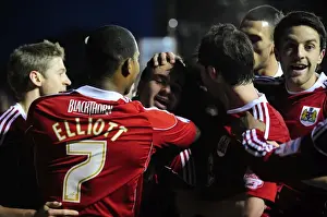 Framed Print : Brett Pitman's Euphoric Moment: Championship Showdown - Bristol City vs. Derby County (11-12-2010, Ashton Gate Stadium) Framed Print : Brett Pitman's Euphoric Moment: Championship Showdown - Bristol City vs. Derby County (11-12-2010, Ashton Gate Stadium)