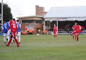 Framed Print : Brett Pitman's Fruitless Free-Kick at Peterborough United, 2012 Framed Print : Brett Pitman's Fruitless Free-Kick at Peterborough United, 2012