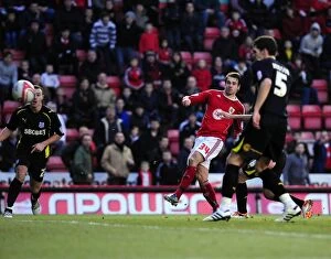 Images Dated 1st January 2011: Brett Pitman's Near-Miss: A Thrilling Moment from the Bristol City vs