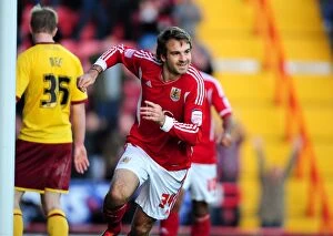 Images Dated 5th November 2011: Brett Pitman's Thrilling Goal Celebration: Bristol City vs. Burnley, Championship 2011