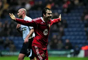Preston V Bristol City Prints: Brett Pitman's Thrilling Goal Celebration: Preston North End vs