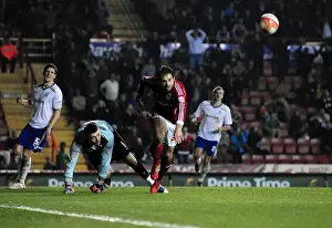 Bristol City V Cardiff City Prints: Brett Pitman's Thwarted Shot by David Marshall in the Intense Bristol City vs