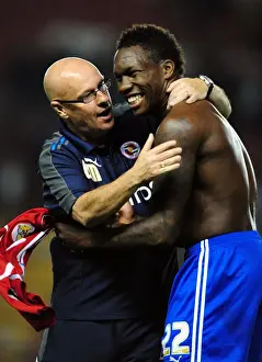 Bristol City V Reading Prints: Brian McDermott and Mathieu Manset Celebrate Last-Minute Goal in Championship Match between Bristol City and Reading
