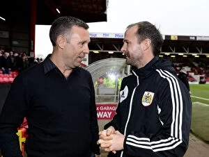 Images Dated 9th February 2013: Brian Tinnion Reunites with Louis Carey: A Npower Championship Clash at Ashton Gate (09/02/2013)