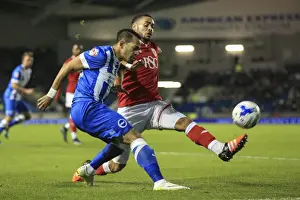 Brighton Prints: Brighton's Liam Rosenior Evades Pressure from Bristol City's Derrick Williams during Championship Match