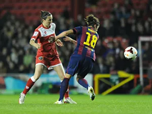 Bristol Academy vs. FC Barcelona: Natalia Pablos Sanchon Chases Down Marta Torrejon - Football Action Shot