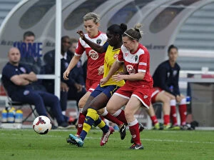BAWFC v Arsenal Ladies Collection: Bristol Academy WFC vs Arsenal Ladies: Intense Moment as Loren Dykes Holds Back Danielle Carter