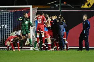 BAWFC V FC Barcelona Prints: Bristol Academy Women Celebrate Victory Over FC Barcelona in Champions League Match