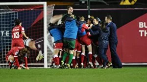 BAWFC v FC Barcelona Collection: Bristol Academy Women's FC Triumphs Over FC Barcelona: Celebrating Victory at Ashton Gate