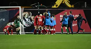BAWFC V FC Barcelona Prints: Bristol Academy Women's FC Victory Over FC Barcelona: Triumphant Celebration at Ashton Gate