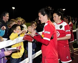 BAWFC v Chelsea Ladies Collection: Bristol Academy's Natalia Pablos Sanchon Signs Autographs at Gifford Stadium