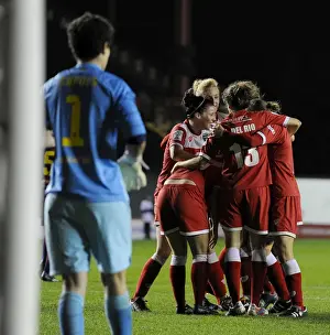 BAWFC V FC Barcelona Prints: Bristol Academy's Nikki Watts Rejoices in Historic Champions League Victory over FC Barcelona