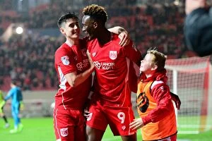 Images Dated 17th March 2017: Bristol City: Abraham and O'Dowda Celebrate Goal Against Huddersfield Town (17 March 2017)