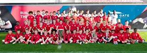 Bristol City Academy Players Celebrate with Johnstones Paint and Sky Bet League One Trophies
