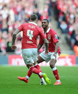 Bristol City: Aden Flint and Mark Little Celebrate Johnstone's Paint Trophy Victory at Wembley Stadium