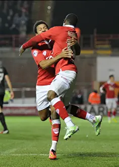 Leauge Prints: Bristol City: Agard and Smith Celebrate Goal Against Peterborough United