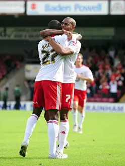 Bristol City: Albert Adomah and Marvin Elliott's Goal Celebration in Championship Clash vs Scunthorpe United (September 11, 2010)