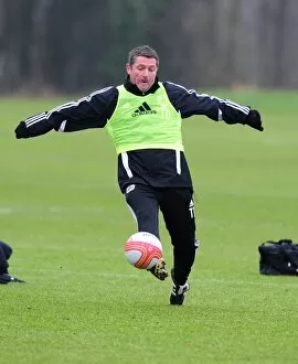 Training 10-1-12 Collection: Bristol City Assistant Manager Tony Docherty Leading Training Session at Memorial Stadium
