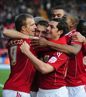 Bristol City V Sheffield Utd Prints: Bristol City: Brett Pitman and Jamie McAllister's Double Strike Celebration vs