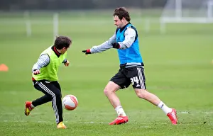Training 10-1-12 Prints: Bristol City: Brett Pitman and Neil Kilkenny Compete in Intense Training Session