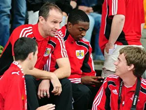 Bristol City Captain, Louis Carey and Bristol Citys Marlon Jackson talk with fans