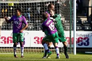 Notts County V Bristol City Prints: Bristol City Celebrate 1-2 Win Over Notts County: Luke Freeman and Frank Fielding Rejoice at Final Whistle