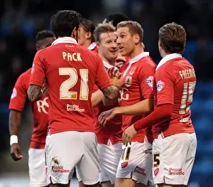 Gillingham V Bristol City Prints: Bristol City Celebrate Goal: Scott Wagstaff Assists Greg Cunningham's Score in Gillingham vs