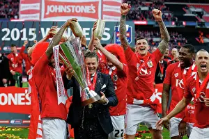 Bristol City Celebrate Johnstones Paint Trophy Victory: Steve Cotterill Lifted High by Mark Little and Luke Ayling bristol city celebrate johnstones paint trophy victory