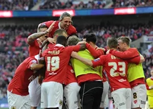 Bristol City Celebrate Mark Little's Goal in Johnstone's Paint Trophy Final against Walsall