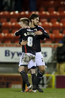 Leyton Prints: Bristol City Celebrates 1-3 Win Over Leyton Orient: Wade Elliott and Marlon Pack Embrace in Jubilation