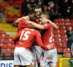 Bristol City Celebrates: Jay Emmanuel-Thomas Scores Against Port Vale, Sky Bet League One, 2015