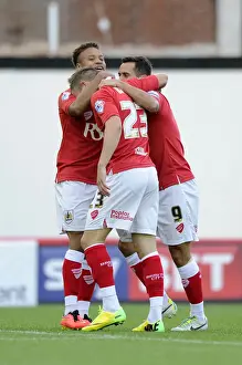 Capital One Prints: Bristol City Celebrates Joe Bryan's Goal Against Oxford United in Capital One Cup