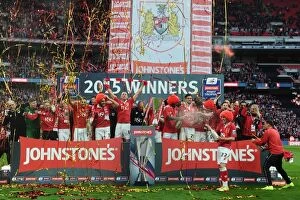 Images Dated 22nd March 2015: Bristol City Celebrates JPT Victory: Champions Lift Trophy at Wembley Stadium
