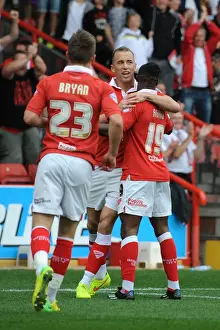 Bristol City Celebrates: Kieran Agard Scores Against MK Dons, September 2014