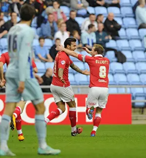 Bristol City Celebrates: Marlon Pack and Wade Elliott's Goal Scoring Moment, Ricoh Arena, Coventry City vs. Bristol City, Sky Bet League One