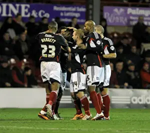 Brentford V Bristol City Prints: Bristol City Celebrates: Osborne's Goal Against Brentford (January 2014)