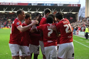 Images Dated 26th December 2015: Bristol City Celebrates Win Against Charlton Athletic: Aden Flint's Emotional Moment