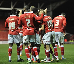 Images Dated 10th December 2014: Bristol City Celebrates Win Against Coventry City in Johnstones Paint Trophy: Aaron Wilbraham's Goal