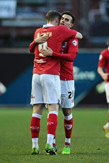 Images Dated 1st February 2015: Bristol City Celebrates Win: Matt Smith and Marlon Pack Embrace after Goal vs
