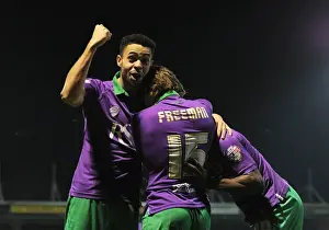 Yeovil Town V Bristol City Prints: Bristol City Celebrates Win Against Yeovil Town: Kieran Agard Scores the Game-Winning Goal