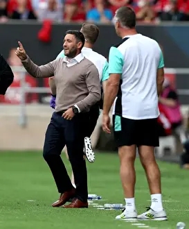 Bristol City V Derby County Prints: Bristol City Coach Lee Johnson Gives Instructions during Derby County Match